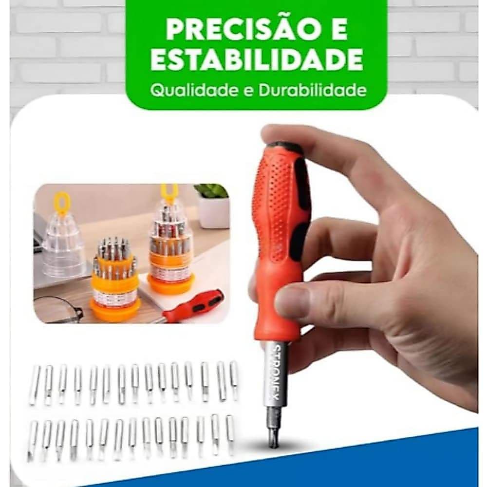 Jogo de Chaves Diversificadas 31 Peças para Reparo Dispositivos Portáteis