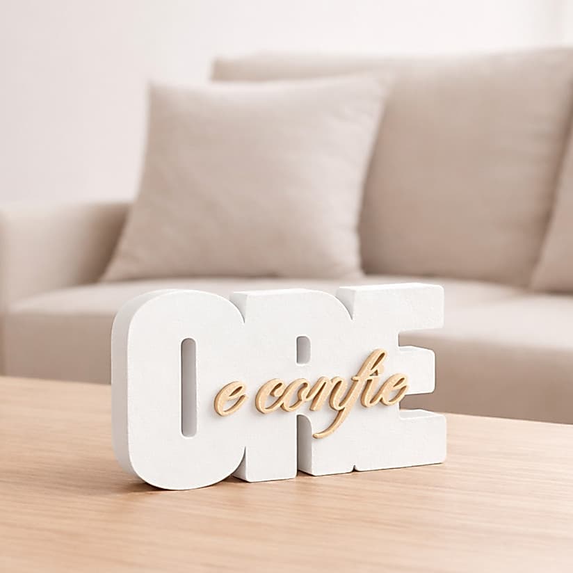 Palavra Decorativa Ore e Confie Mini Decoração Religiosa para Casa