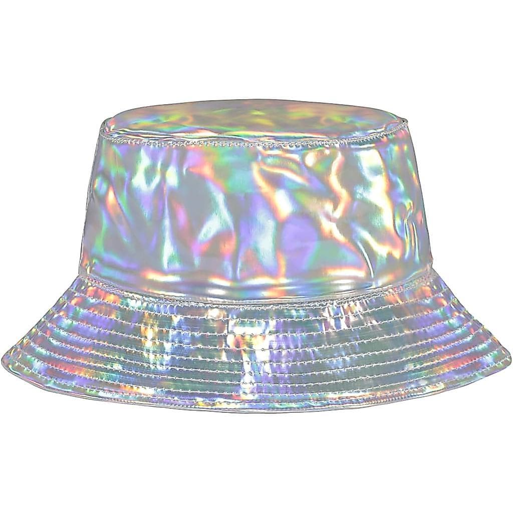 Chapéu Bucket Impermeável MILAKOO, Estilo Punk Hip Hop, Holográfico Metálico, Chapéu de Chuva Impermeável Unissex