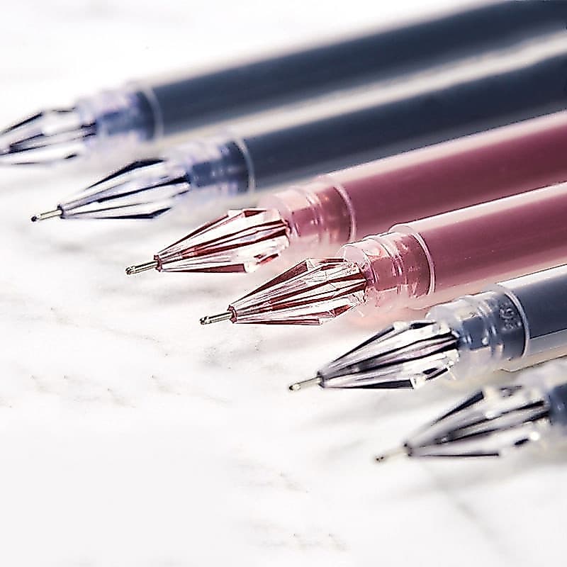 6 Pçs/Set 0.38mm Tinta De Grande Capacidade Ponta Diamante Caneta Gel Preto/Azul/Vermelho Recarga Exame Assinatura Escri