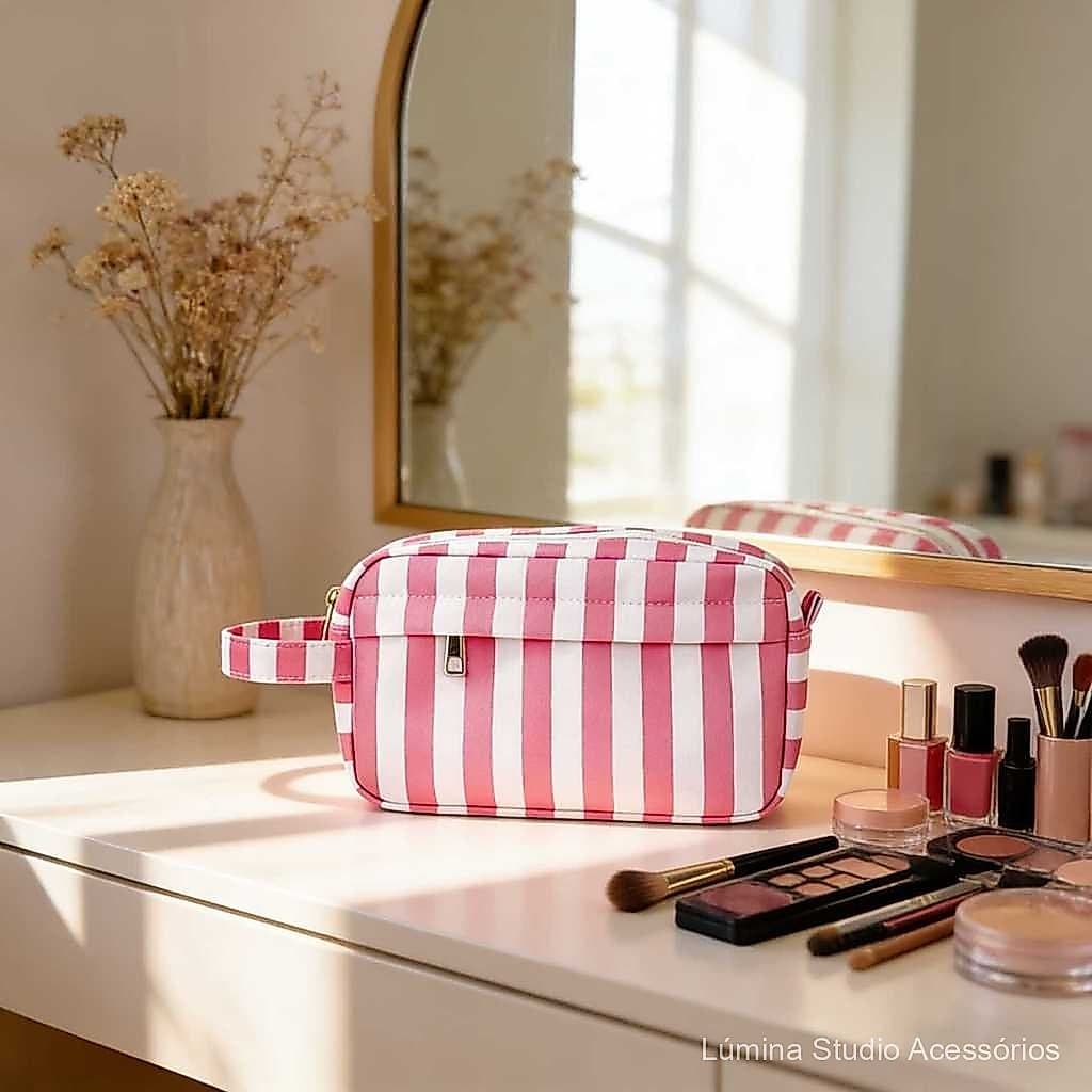 Necessaire Feminina Listrada Impermeável para Maquiagem e Viagem Organizador de Cosméticos Portátil