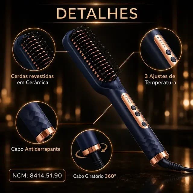 Escova Alisadora Elétrica Bivolt Cerâmica Reduz Frizz Alisadora Aquecimento rápido | Cabelo liso | Azul