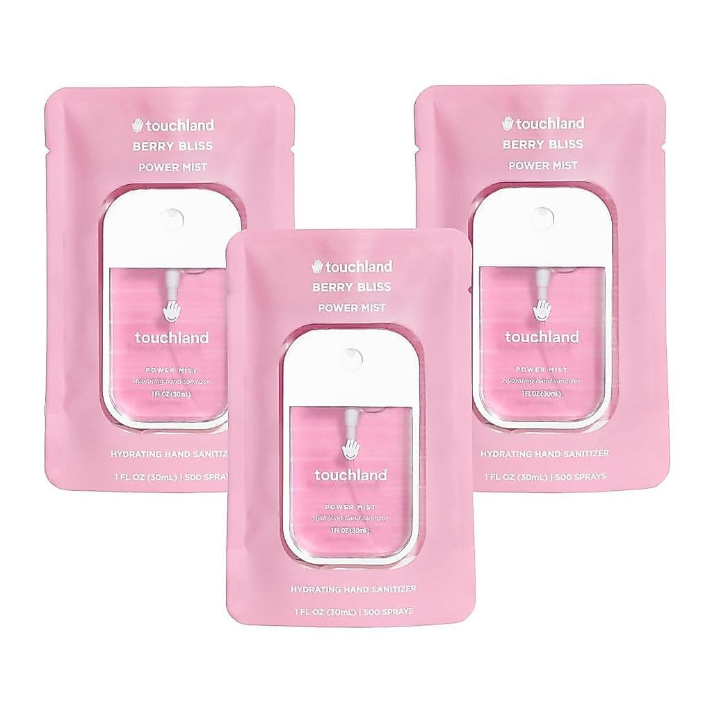 Touchland Spray Higienizador de Mãos Hidratante – Conjunto Berry Bliss Trio – 3 x 1 FL OZ Névoas em Tamanho de Viagem JC