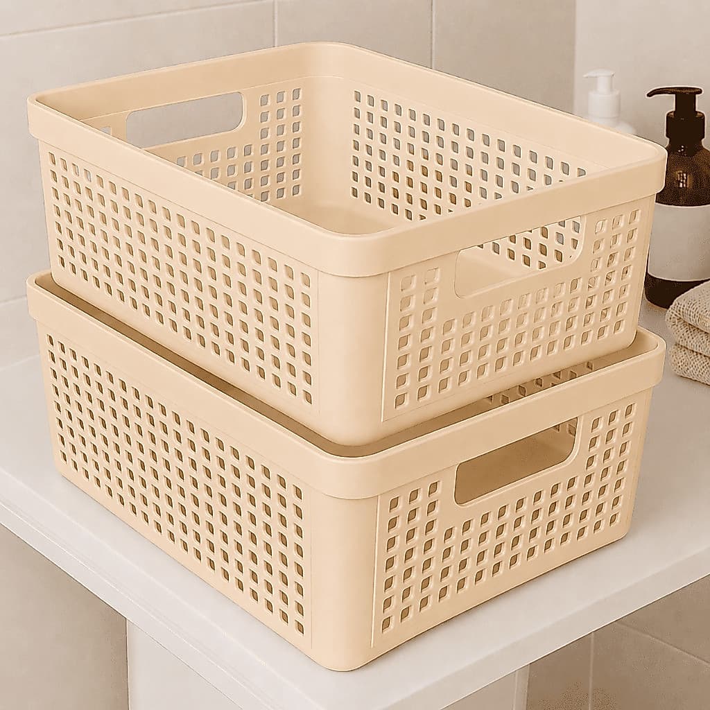 Kit 2 Cestos Organizadores 11 Litros Plástico Resistente Multiuso Armário Closet Prateleira