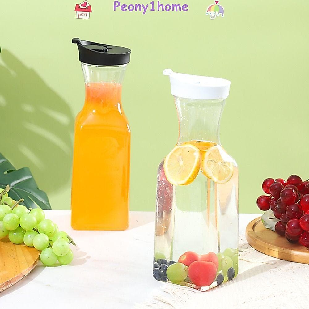 Jarras Para Bebidas PEONYHOME , Jarra De Suco Quadrada De 32 Onças E 1000 Ml , Plástico Com Tampa Grande Garrafa De Água