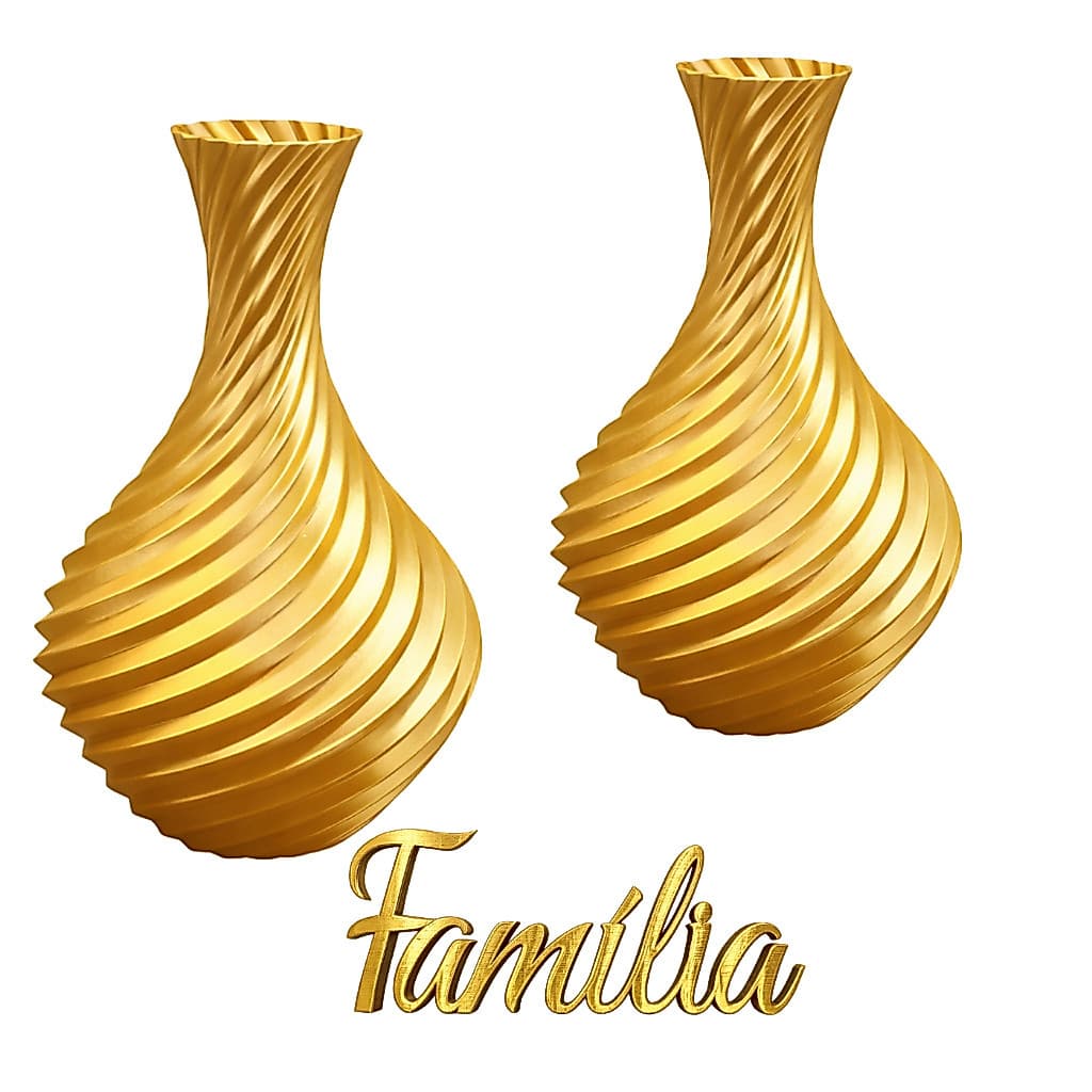 Kit 2 Vasos Espiral 360 Decorativos com Letreiro Vaso Moderno Minimalista