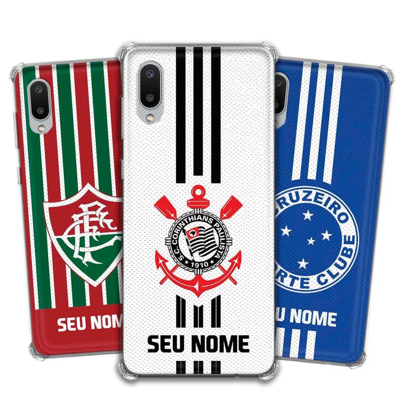 Capa Capinha - Samsung Galaxy A02 - Futebol Times do Brasil Personalizada com nome