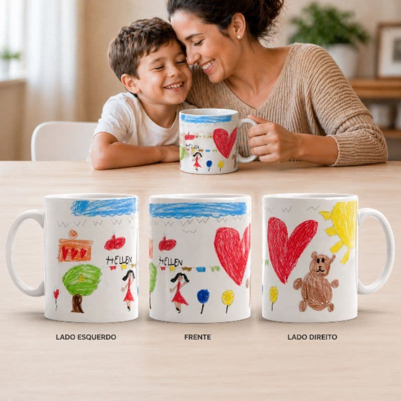 Caneca Personalizada Infantil com Desenho | Presente Dia das Mães | Tia | Avó | Foto/Arte Exclusiva  ENVIO 24Hl
