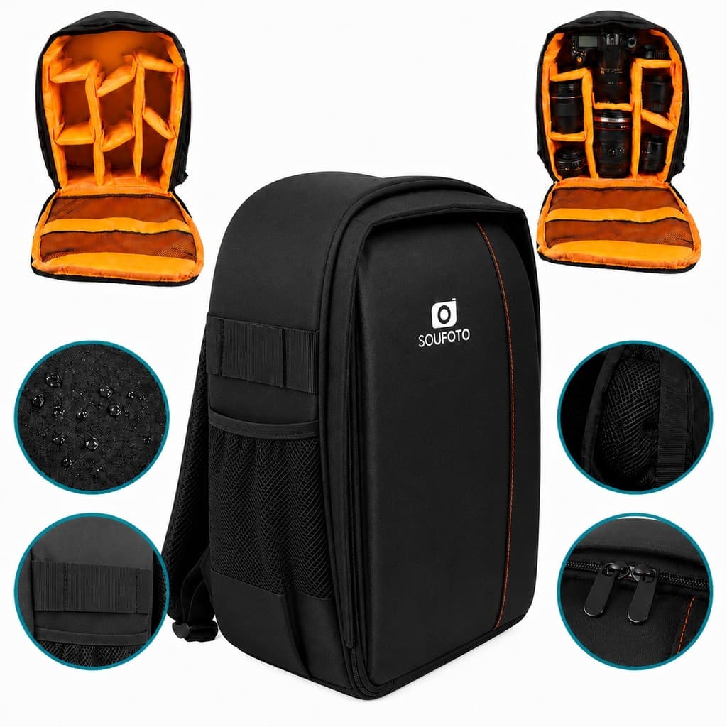 Mochila Case Fotográfica Aurora com Divisórias Ajustáveis Bolsa para Câmera e Acessórios Viagens