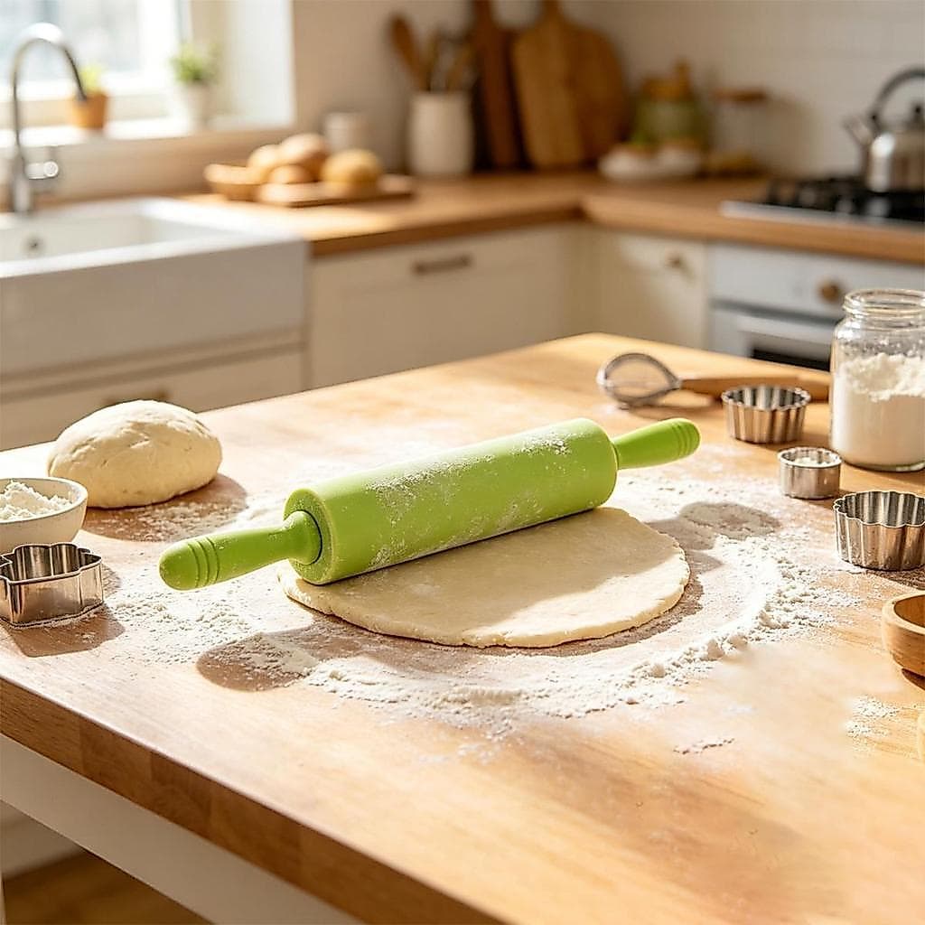 Roldana de Silicone Antiaderente, ideal para massa, pão, pizza e pastelaria. Multifuncional para cozinha e plasticina.