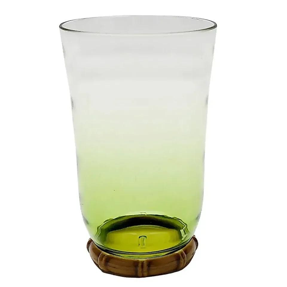 Copo Longo Acrilico Verde com base Detalhe Formato Bambu 650ml
