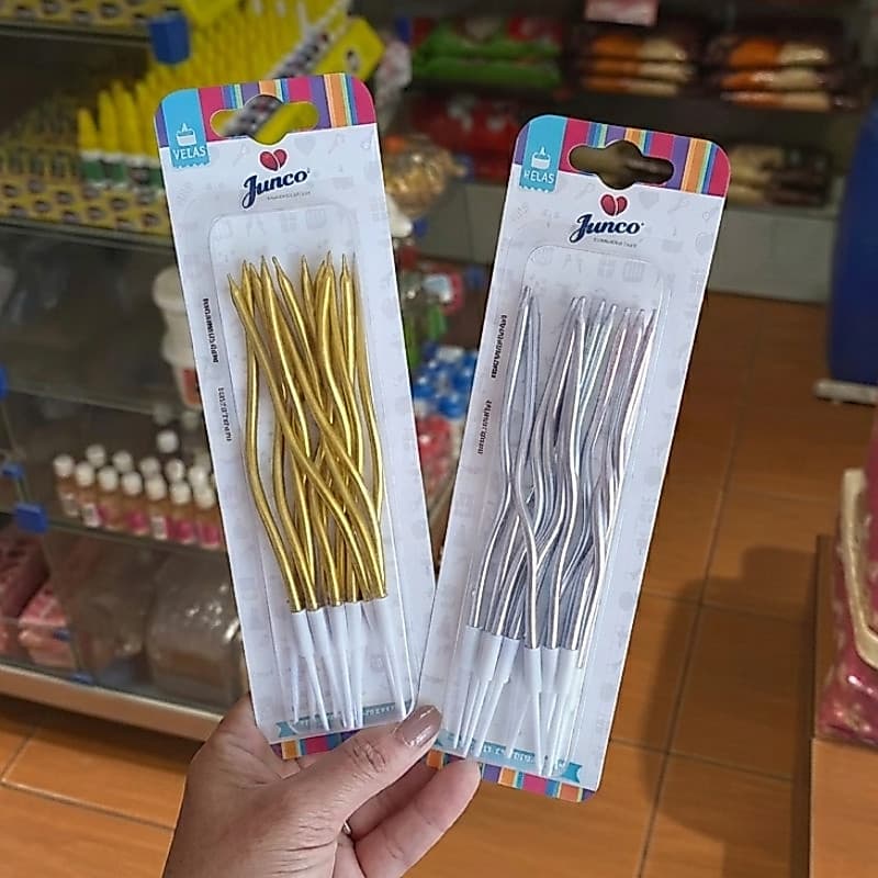 Kit Vela Festa Espiral Palito Bolo de Bricolage Aniversário Dourado Prata Curvado Longo Fino Torto Curvas de Parafina