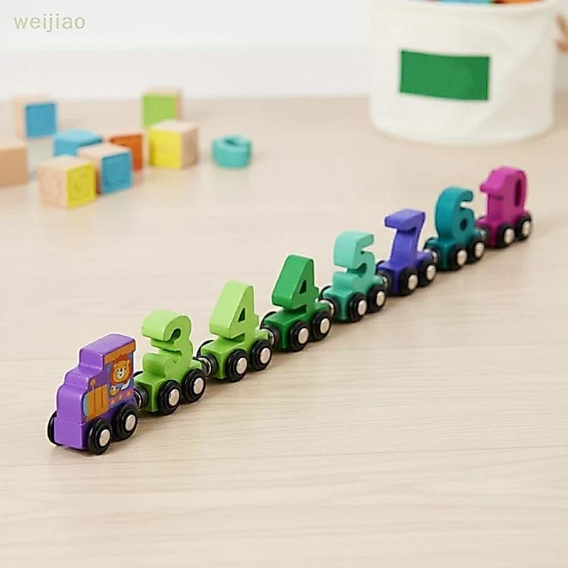[WEI] Brinquedo De Aprendizagem Interativo Infantil Trem Magnético De Madeira Com Número Colorido Building Blos Bom