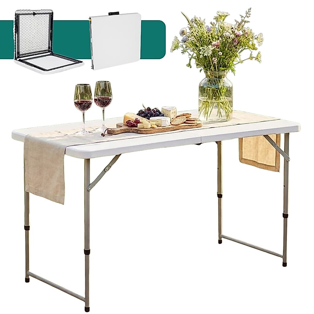 Mesa Dobrável Portátil Maleta 122x60 cm Altura Ajustável MMHouse
