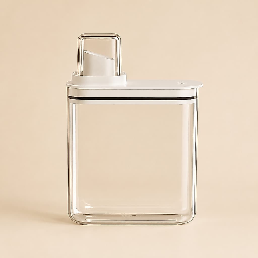 Dispenser Porta Sabão Tipo Flow 1,5LT Pote Medidor Hermetico Transparente Sabão Detergente Amaciante