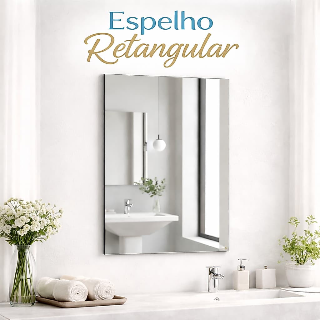 Espelho Grande 60x50cm Decorativo Quadrado Casa/banheiro