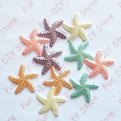 Kit 100 Peças Estrela Do Mar Em Resina Cintilante 1.8 Cm
