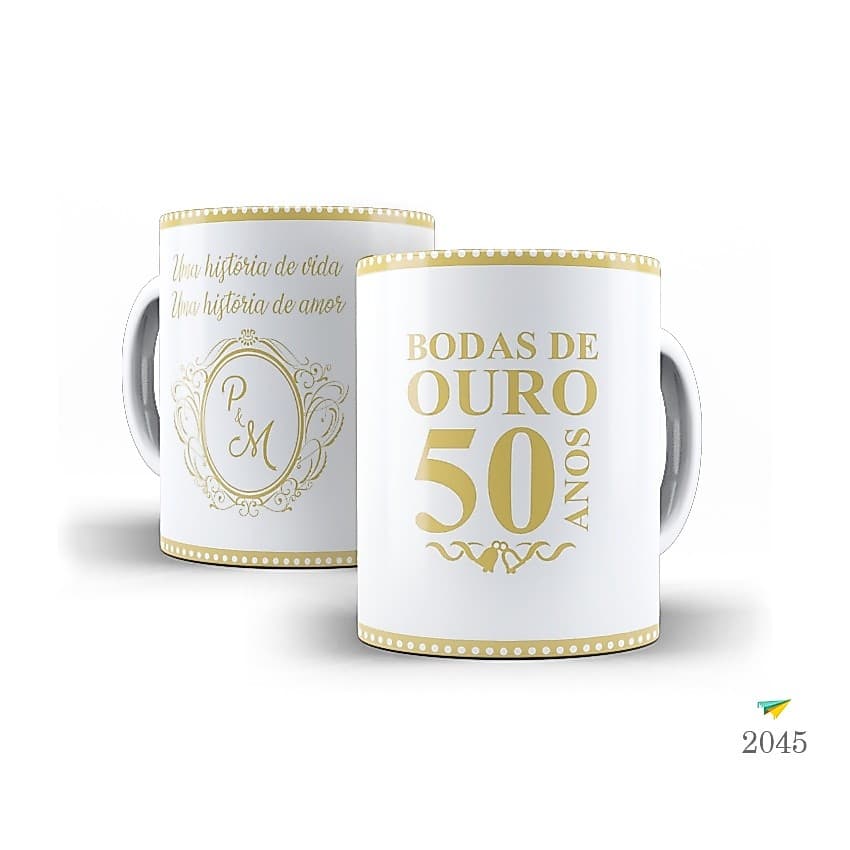 Caneca Personalizada Aniversário de Casamento Bodas de Ouro 50 Anos de Casados