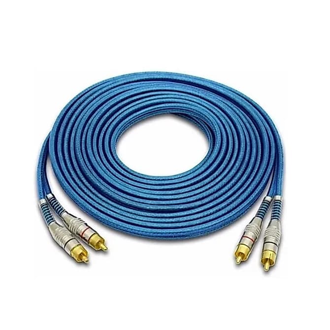 Cabo Techone Rca Blindado 5 Metros Azul Para Modulo Amplificador Banhado em Ouro