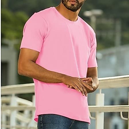 Camiseta Rosa Claro 100% Algodão Camisa Rosa Bebê Alta Qualidade OFERTA