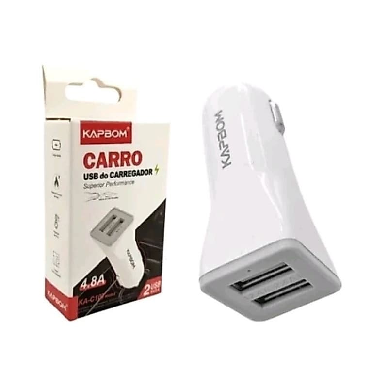 Carregador Veicular Turbo 2 USB 4,8A Carga Rápida, fonte carro