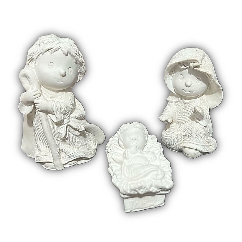 Sagrada Família Presépio Baby 3 Peças em Gesso Cru