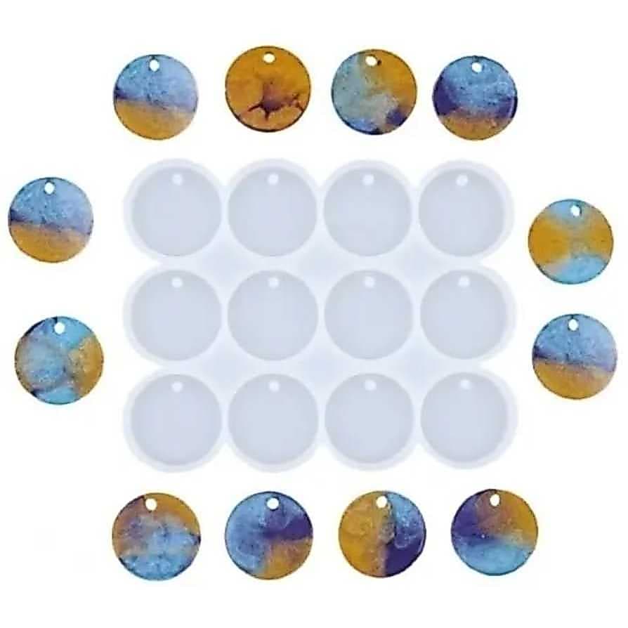 Molde Silicone Círculos para Chaveiro e Brincos / Molde para Resina Epóxi