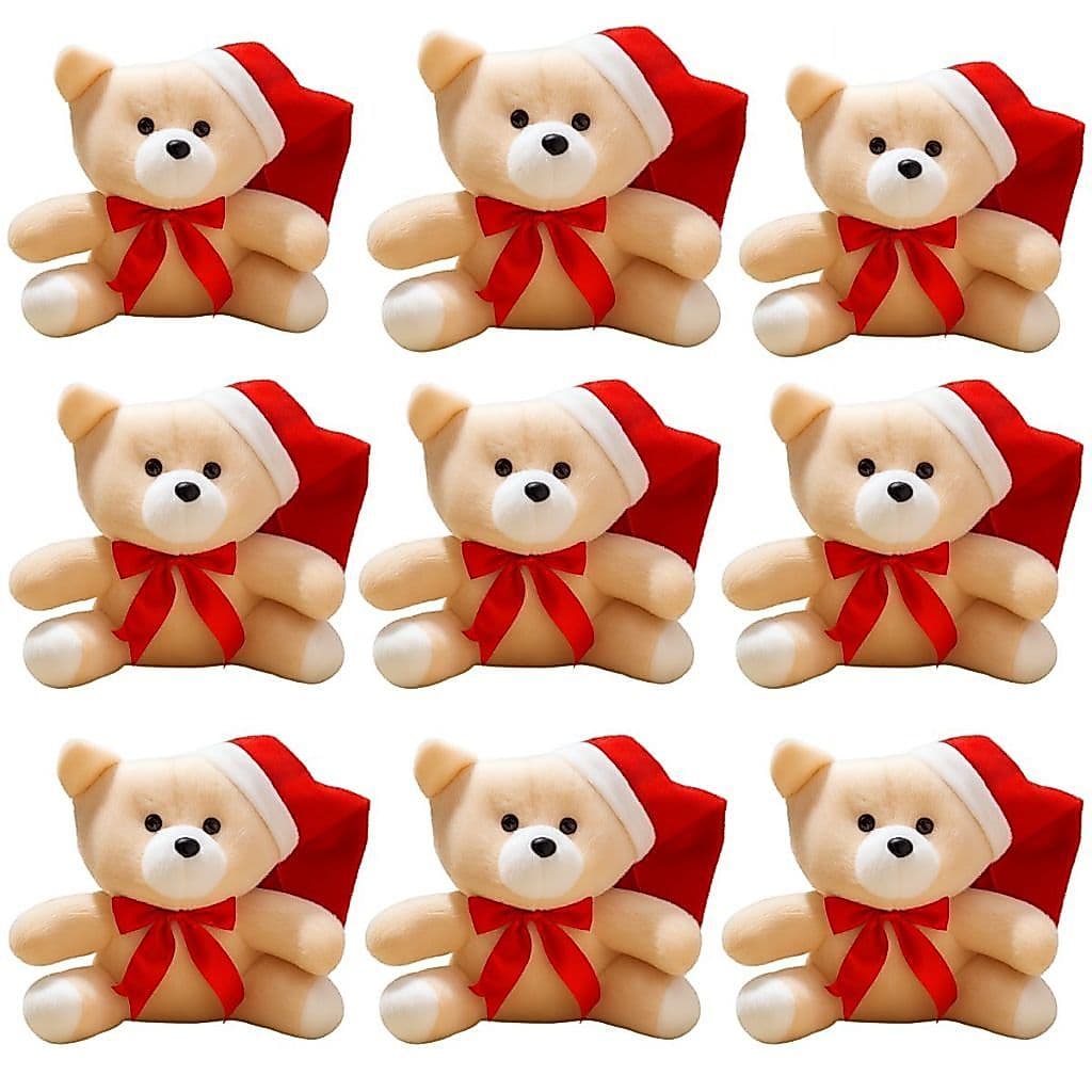 Urso De Pelúcia Papai Noel Kit 10 Urso De Natal Decoração Natalina Urso Papai Noel