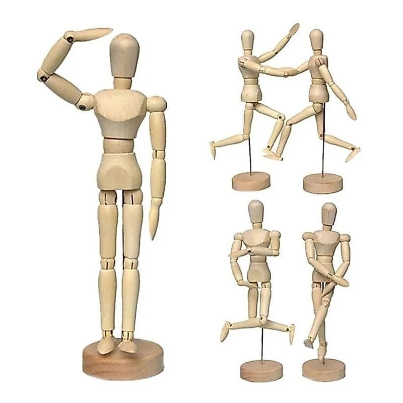 Boneco Articulado Madeira Modelo 20cm Motion Manequim Decorativo Decoração Desenho Peça Arte Ajuda