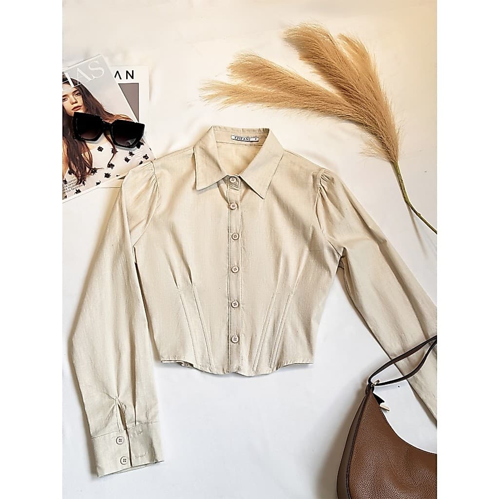 Camisa Manga Longa Com Elastano Elegante Cintura Ajustad  Blusas Espartilho Barbatana Camisa branco 36-42 Camisa Social