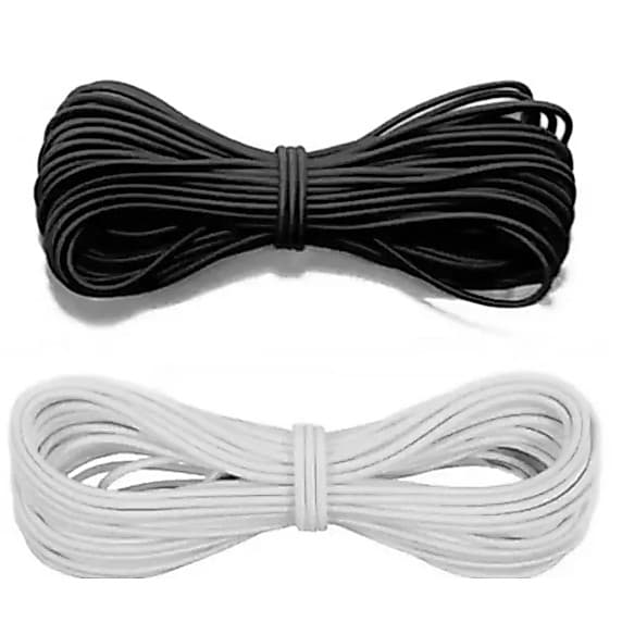 Elástico São José Colombe Roliço 10R -10 Metros Branco e Preto (2,5mm)