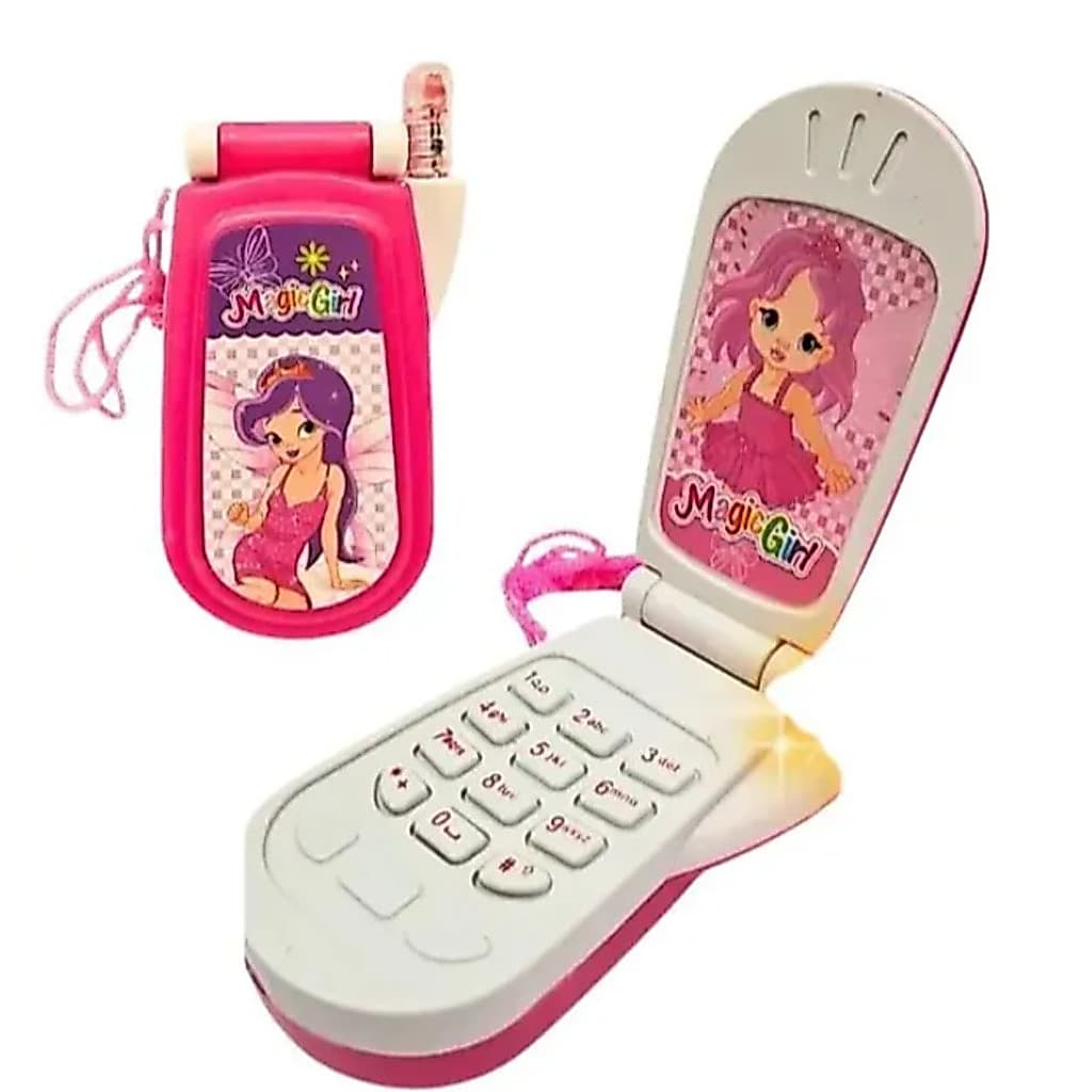 Celular Infantil de Brinquedo com Luz e Som Rosa Interativo e Divertido