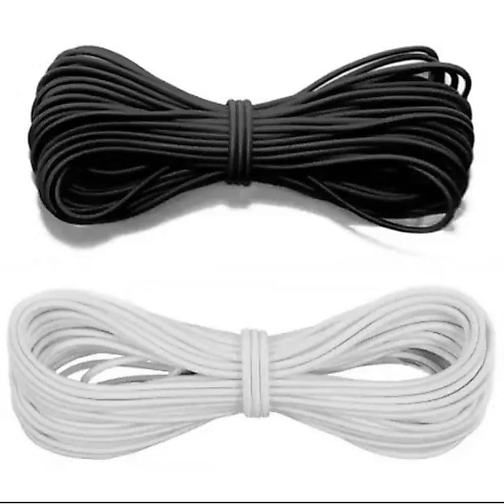Elástico São José Colombe Roliço 10R -10 Metros Branco e Preto (2,5mm)