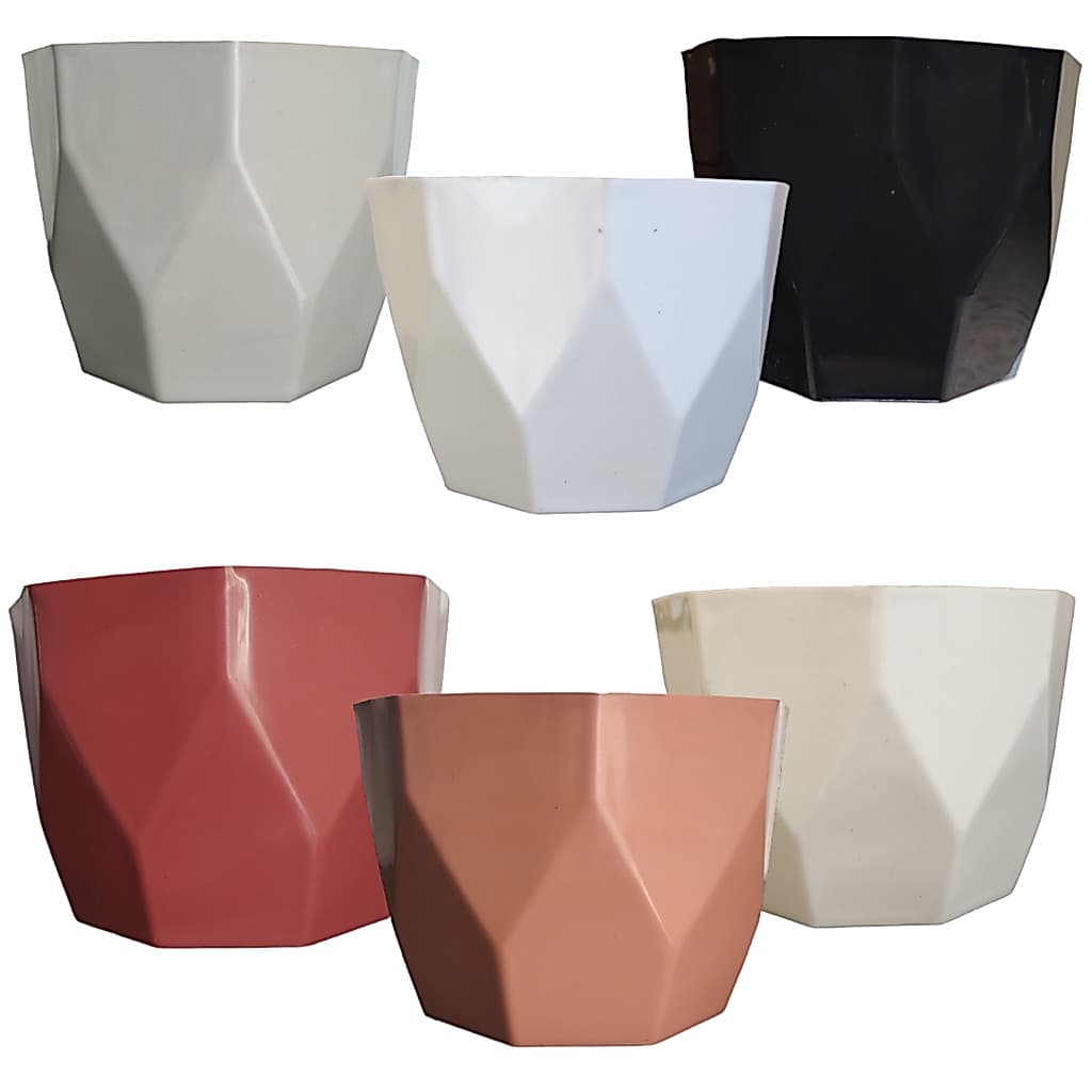 Kit Vasos para Plantas  Facetado Diamante Decorativo Polietileno
