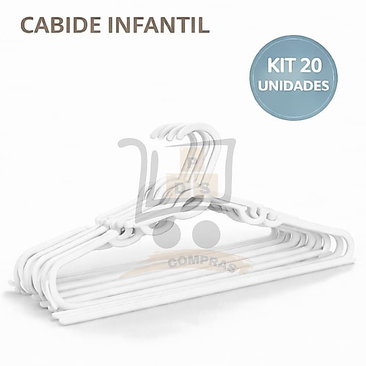 Kit 20 Cabide Branco Infantil Bebe Plastico Reforçado