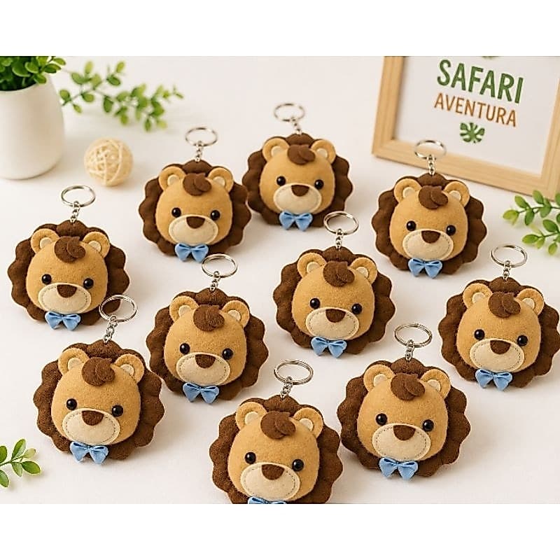 Chaveiro Leão Safari em Feltro | Lembrancinha Festa Safari Infantil |  Leãozinho | Leão