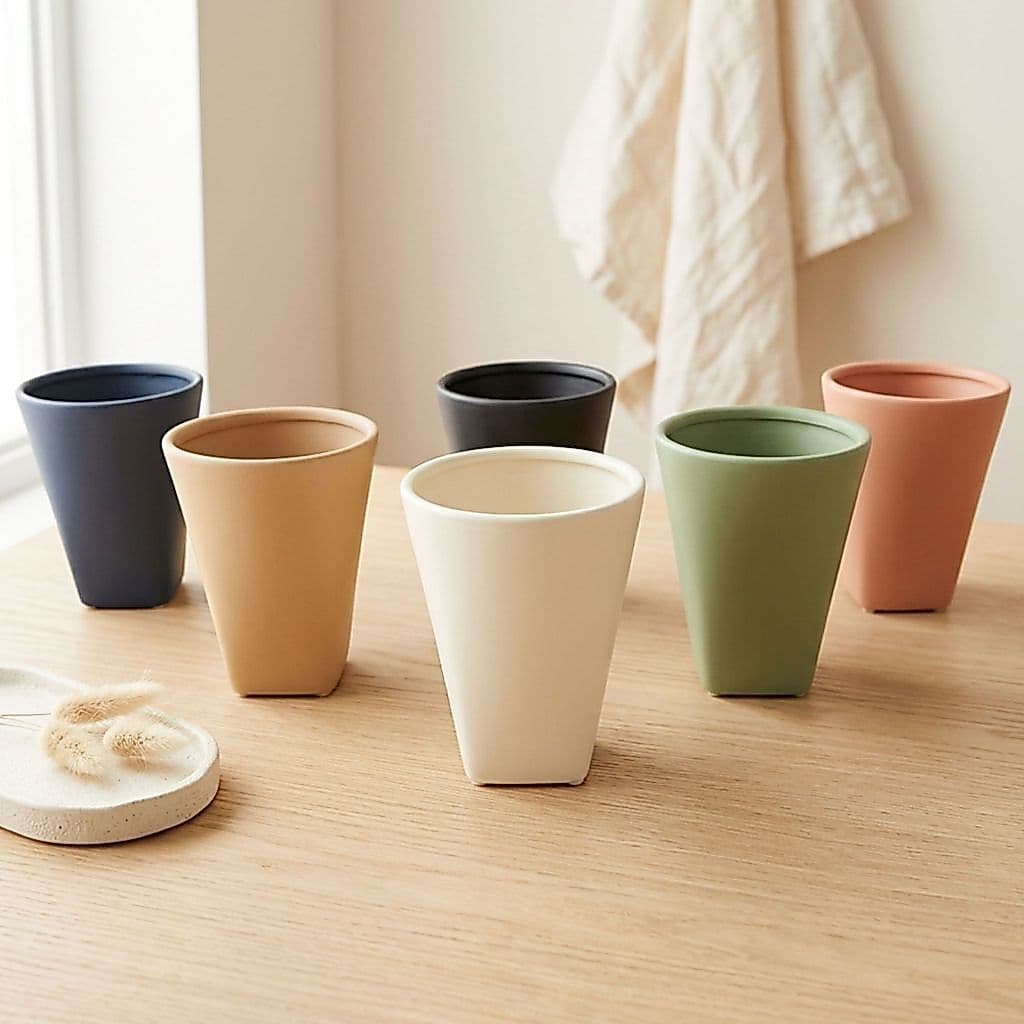 Vaso Decorativo Cerâmica Premium Cachepô Minimalista Fosco | Sala Mesa de Centro Aparador Grande