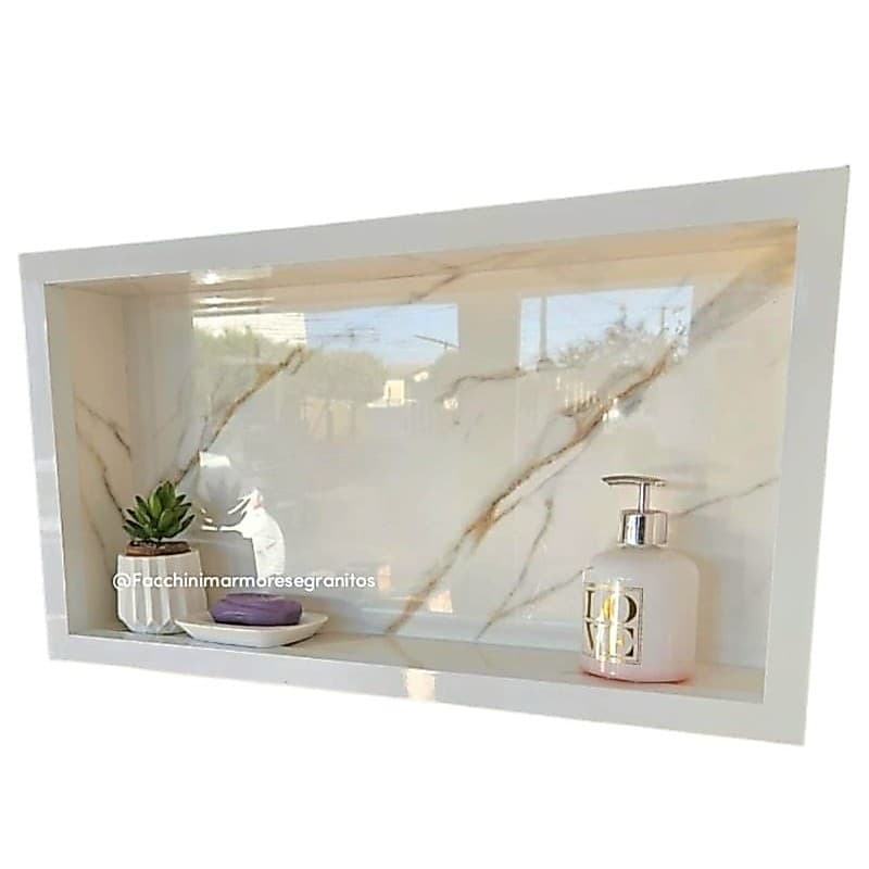 Nicho de Porcelanato 60x30cm para Banheiro | Embutir na Parede | Porta Shampoo | Envio Imediato