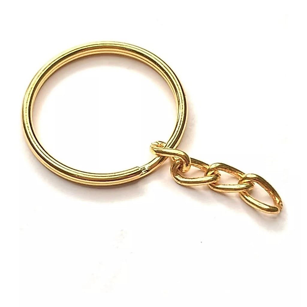 100 Pçs Argolas Para Chaveiro C/ Corrente - 25mm Dourado