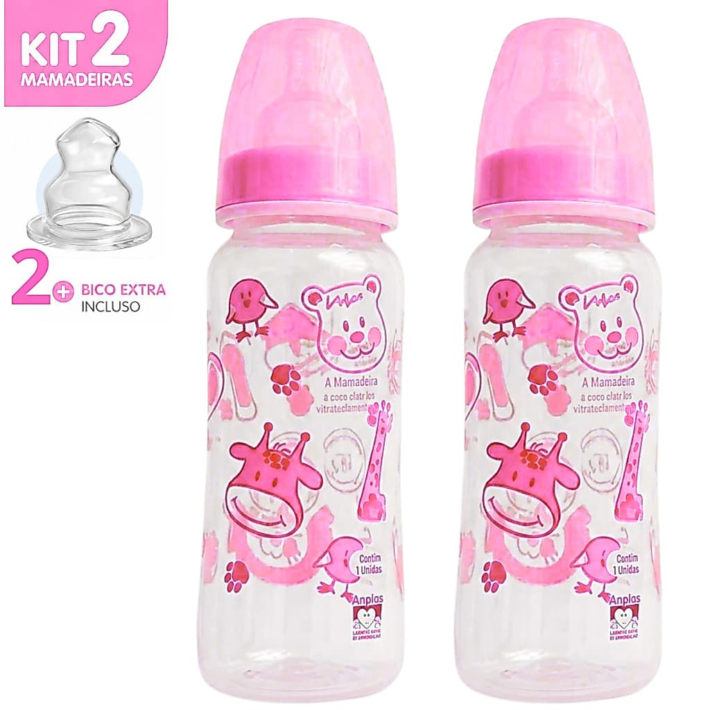 Mamadeiras Bebê 240ml + 4 Bicos (Leve 4 Pague 2) Kit 2 Bico Grátis Antivazamento Menino Menina