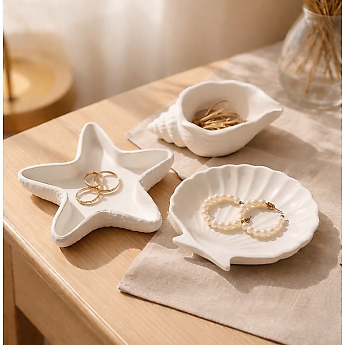 Kit Mar Porta-Joias Minimalista 3 Peças - Organizador Decorativo