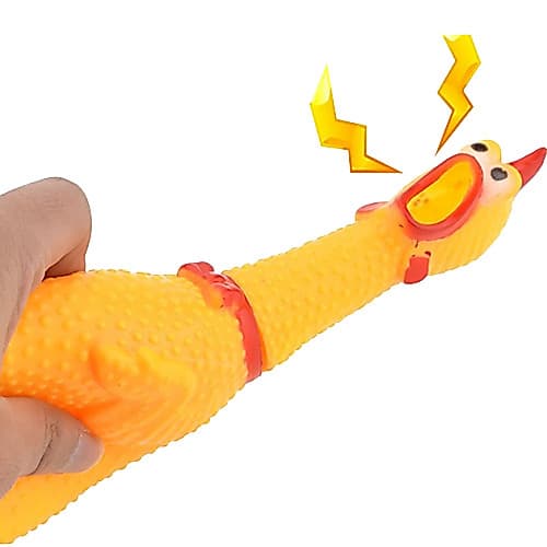 Galinha Frango De Borracha Mordedor Pet Com Som Apito 30cm