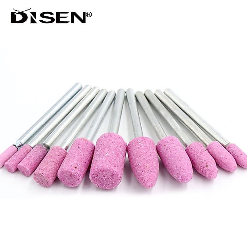 10pcs Cabeçote De Polimento Pedra Abrasiva Montada Para Ferramentas Rotativas De Rebolos De Acessórios De 3-12mm Em Forma De Bala/Cilíndrica