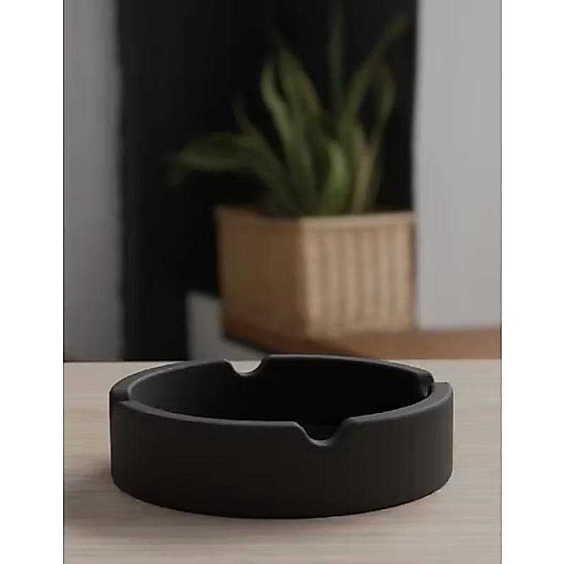 Cinzeiro-Cinzeiro Decorativo Minimalista Preto Fosco para Mesa e Sala- 8cm