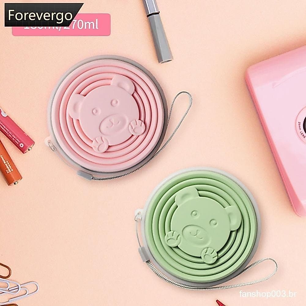 FOREVERGO 180ml/270ml Copo De Água Dobrável De Silicone Portátil Com Tampa E Cordão Caneca Telescópica Resistente Ao Cal