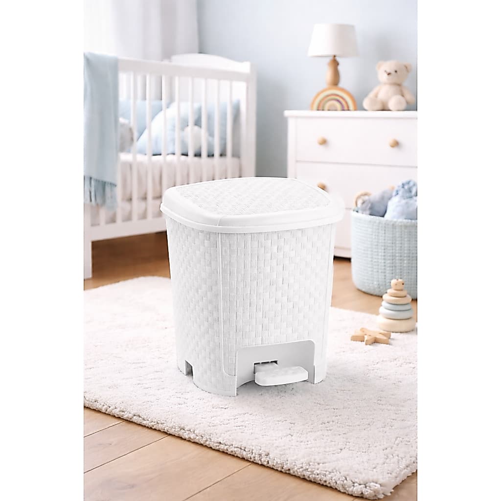 Lixeira Cesto Mamae Bebe Rattan 6 Litros Fralda Cor Branco Oferta Monte Líbano