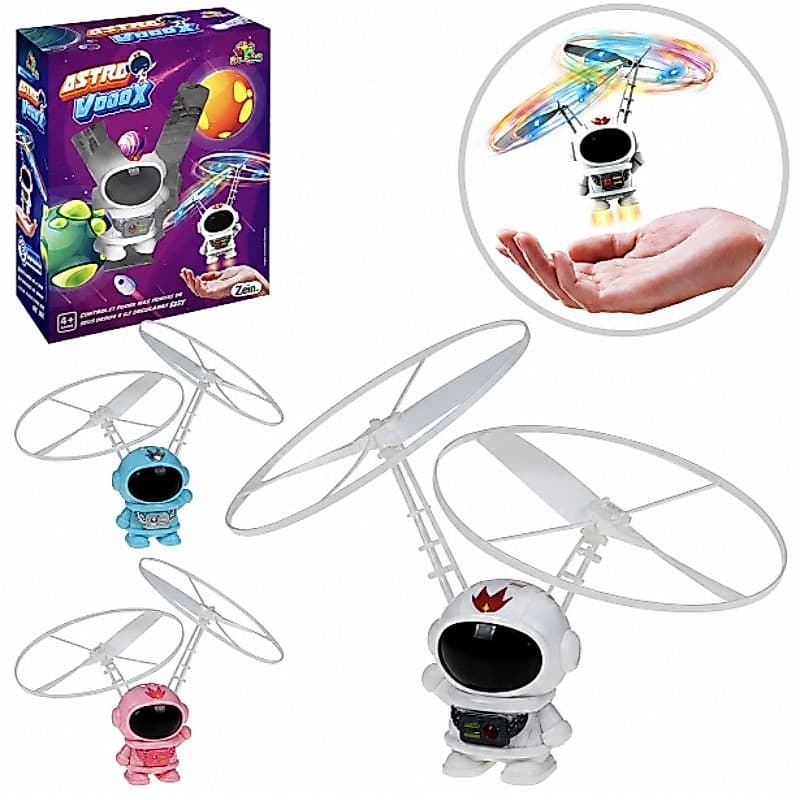 Mini astronauta bumerangue voador com sensor brinquedo robô voador