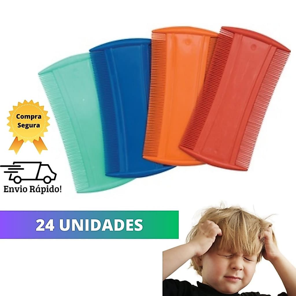 Pente Fino para Piolho Lendeas Caspa - 24 Unidades