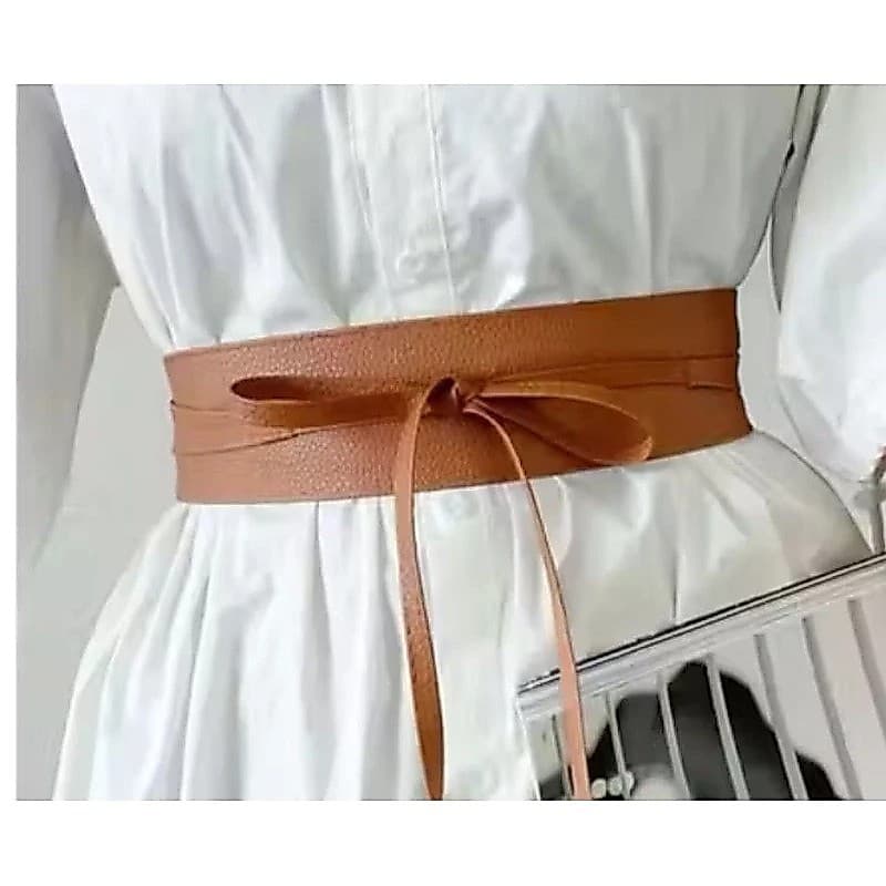 Cinto faixa de cintura largo de feminino em sintético, com laço de corset ajustável