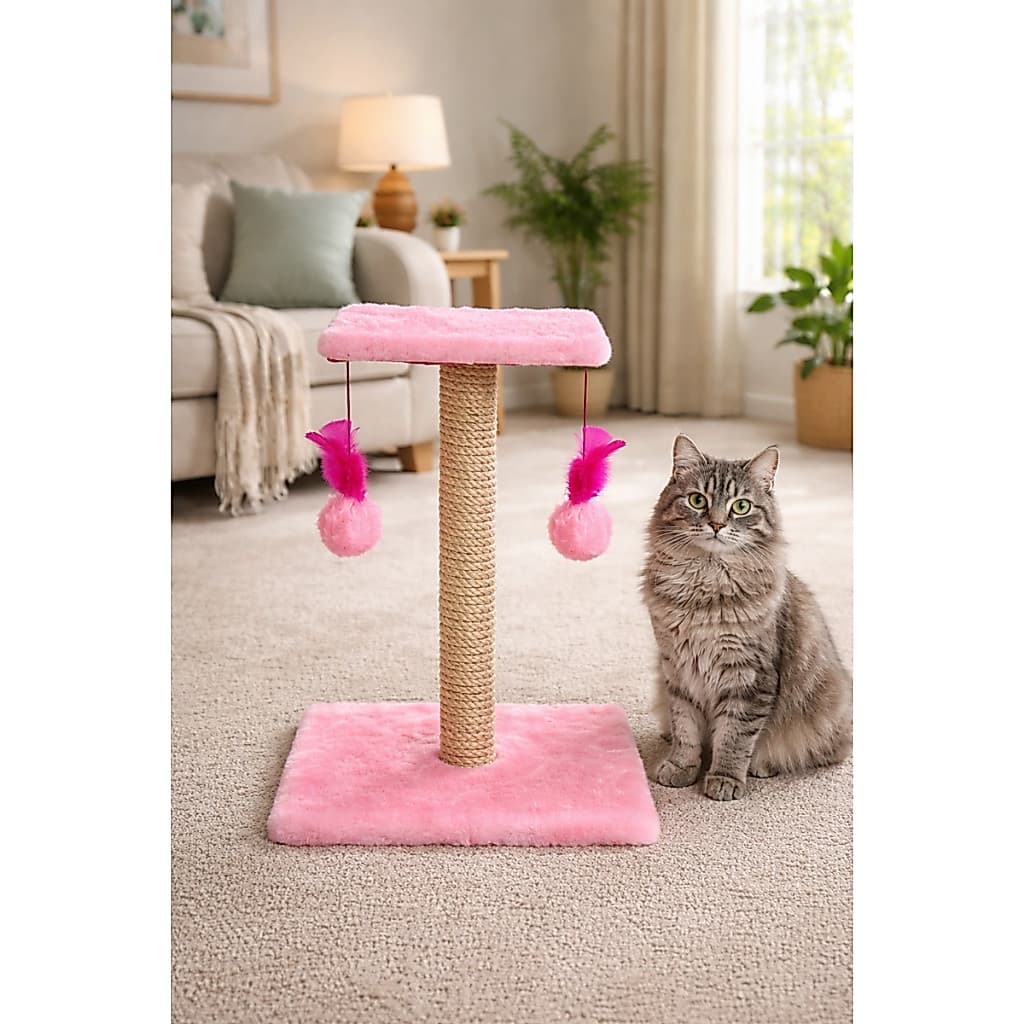 Arranhador Gatos Poste Divertido Interativo Brinquedo Duplo Exclusivo com bolinhas de guizo